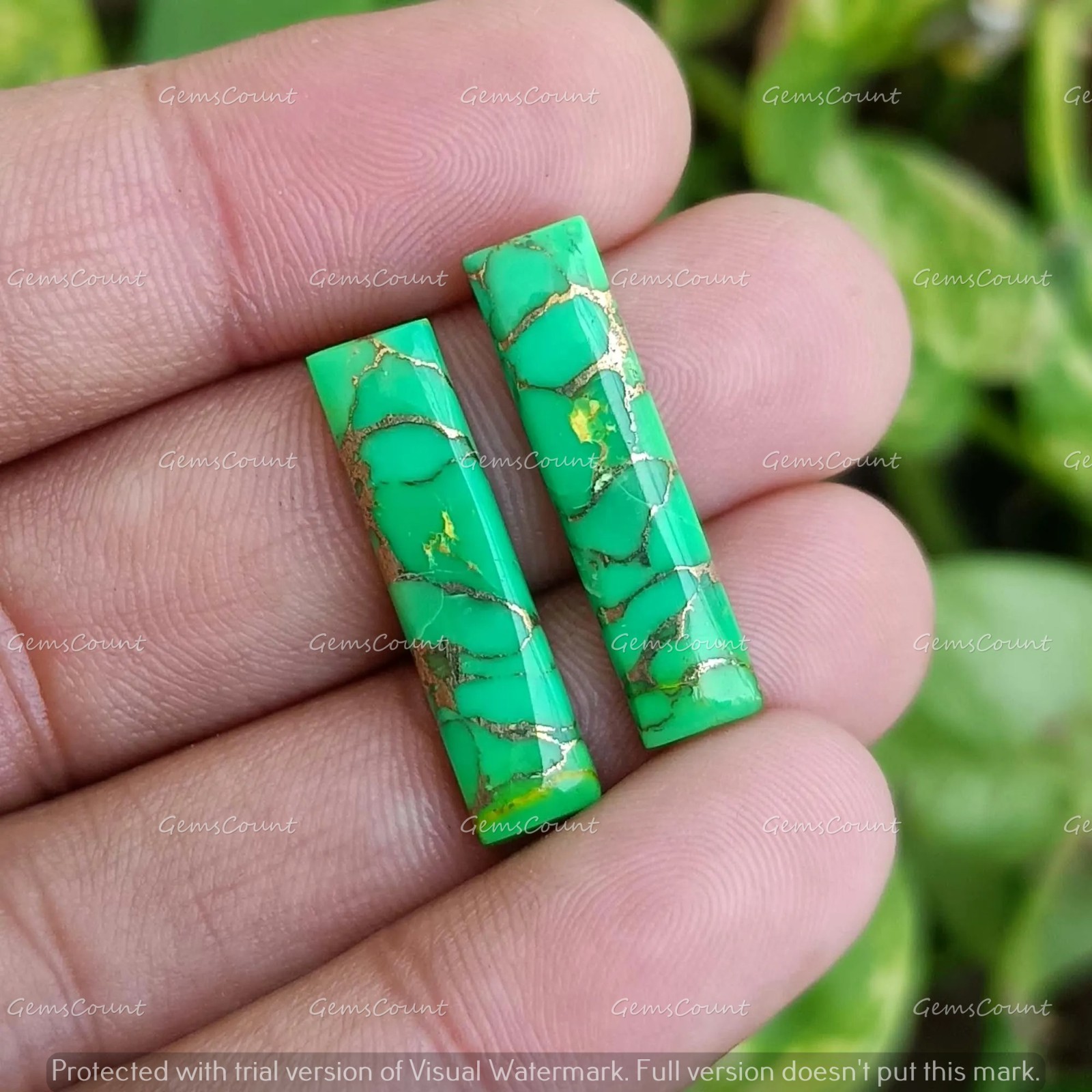Natural Green Copper Turquoise Rectangle Cabochon Loose Gemstone 5x10mm-15x30mm