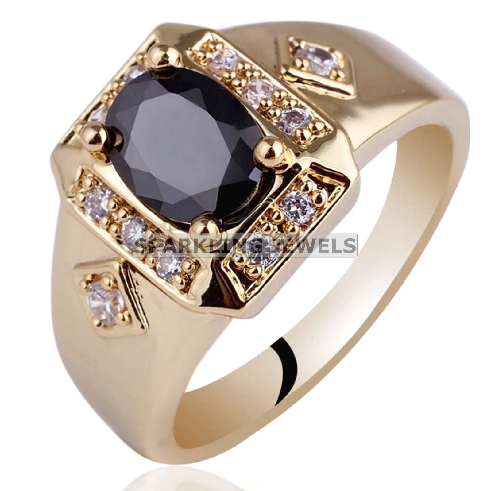 AAA+ Black Onyx Oval Cut With 14k Solid Pure Gold Ring For Men #C102