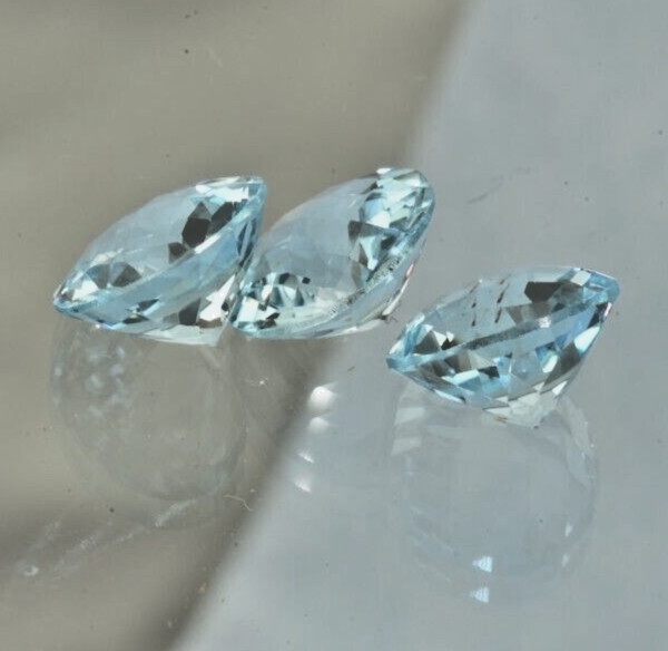 3 pieces Natural Blue Topaz Round Checkerboard Cut 15.56 ct. total 11 mm