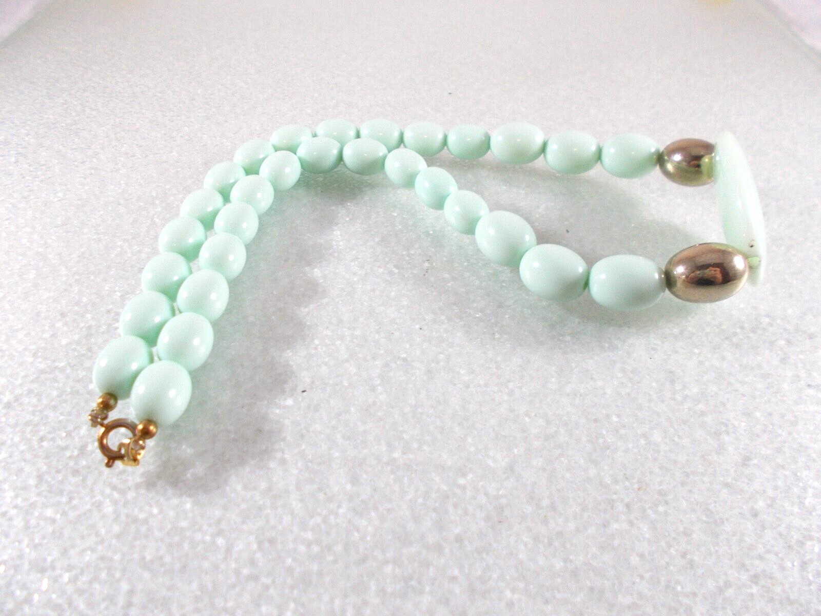 VTG Light Aqua Color Acrylic Bead Choker Necklace Free Shipping