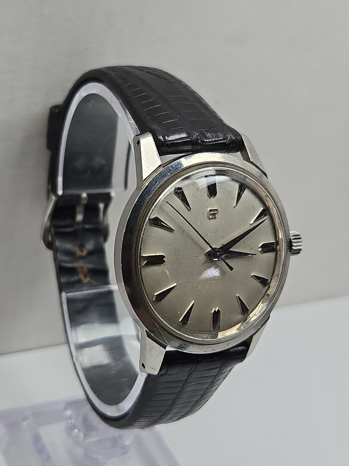 Vintage Girard Perregaux Mens Swiss Manual Wind Stainless Steel Dress Watch Runs