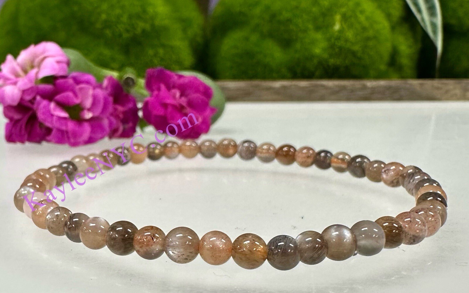 Wholesale Lot 6 Pcs Natural Black Moonstone 4mm 7.5” Crystal Stretch Bracelet