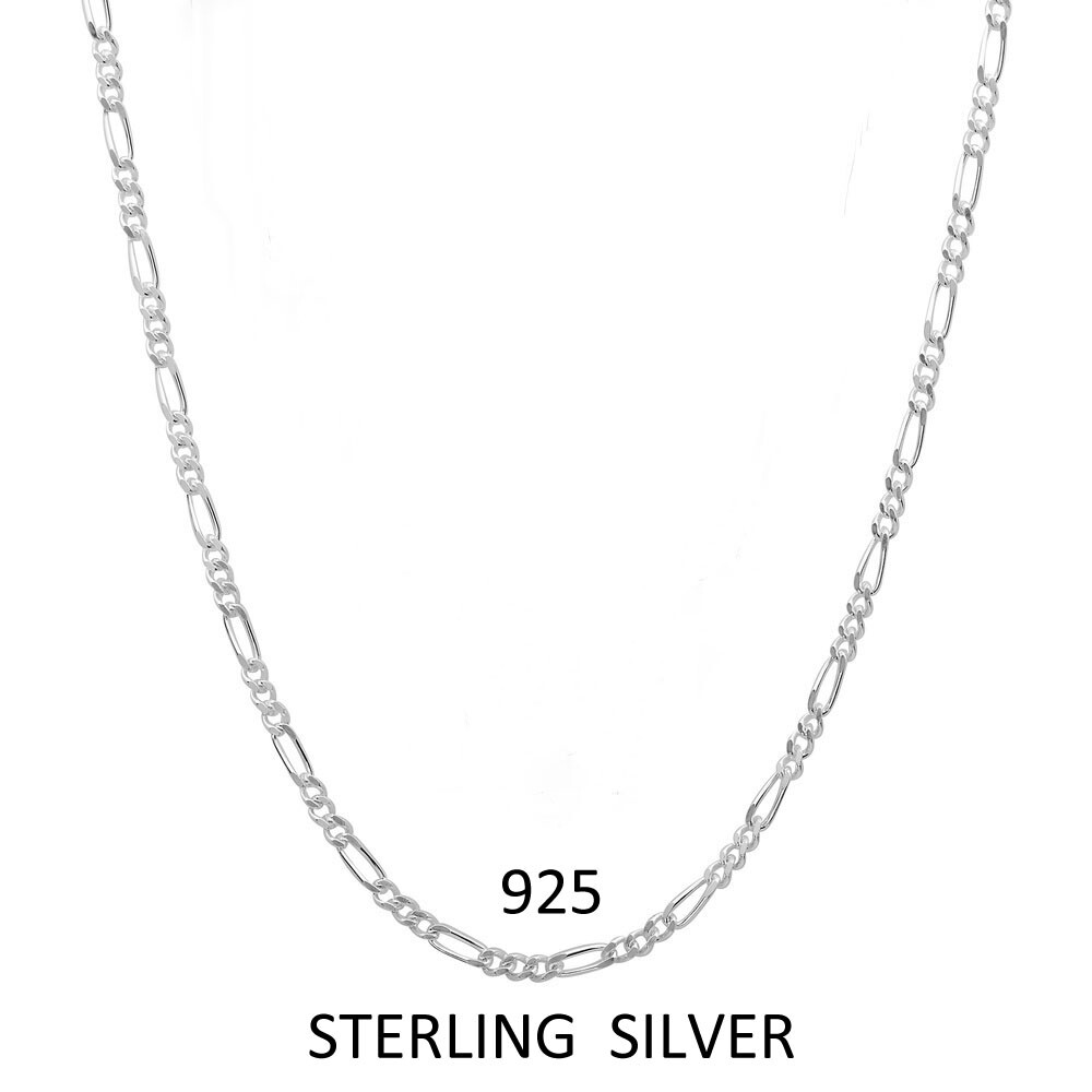 Verona Jewelers Sterling Silver 925 Italian 7MM Figaro Link Chain Necklace
