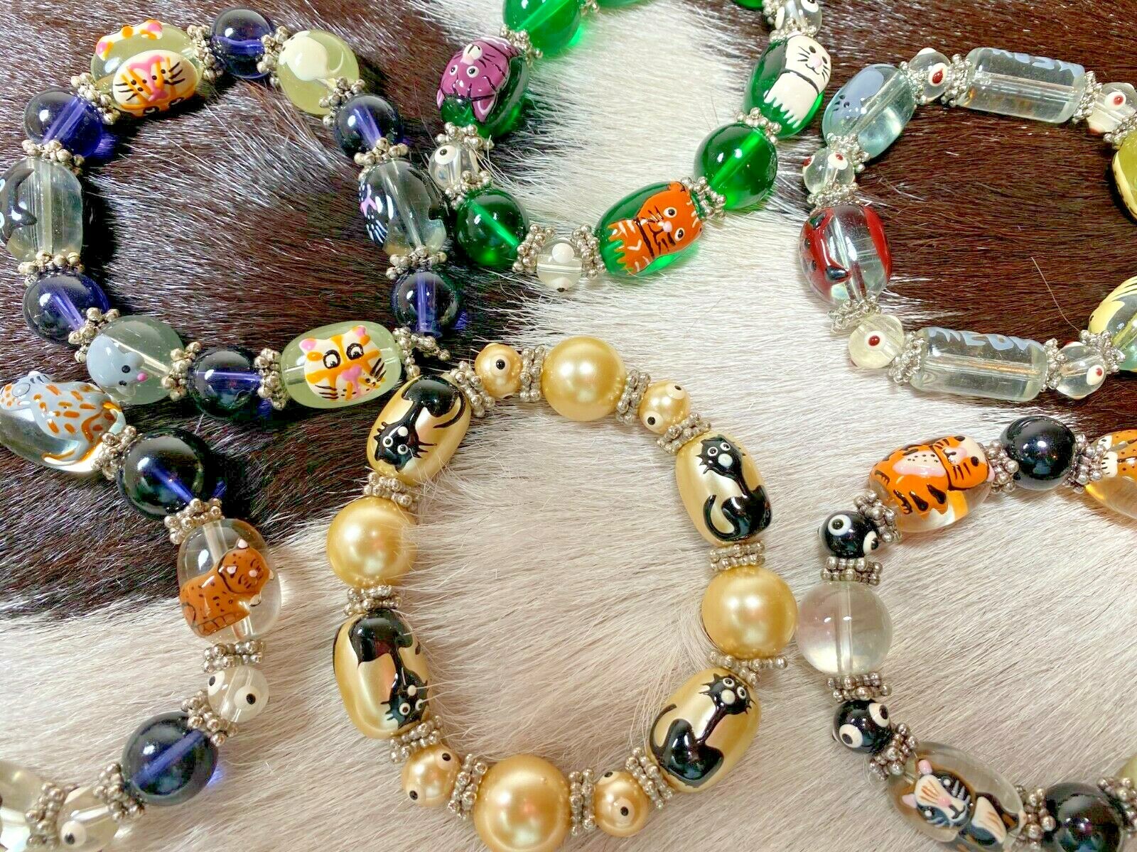 Cat Bracelets Jewelry Wholesale Bracelet Lot of 6 Beaded Stretch Bracelets
