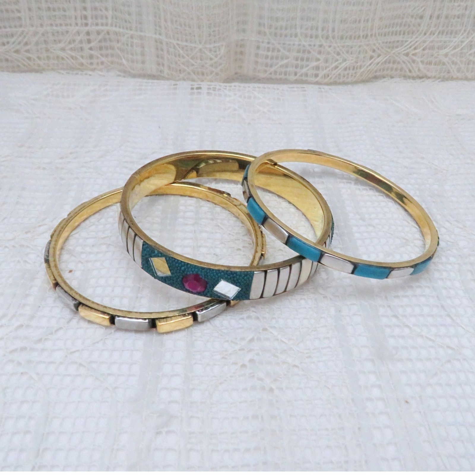 Set of 3 Boho Bangle Bracelets Multicolor Casual Business or Retro Party Wear