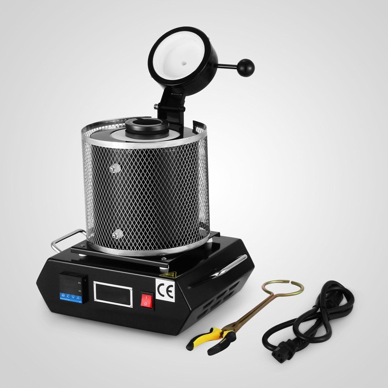 1600W Electric Melting Furnace Gold Silver Copper Smelter Graphite Crucible 220V