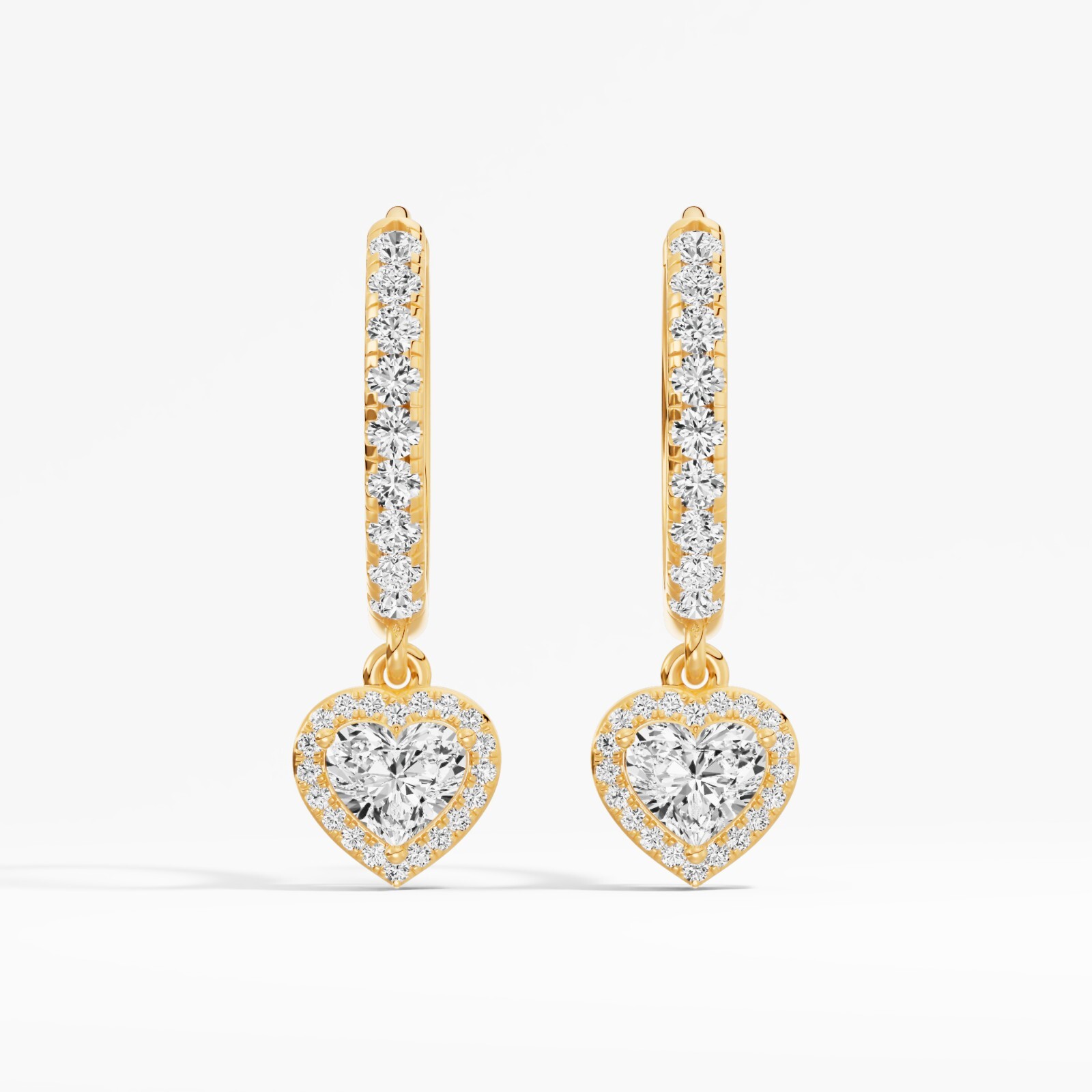 1.38 ct Lab Created Heart Diamond Hoops Earring in 14K White Gold for Women