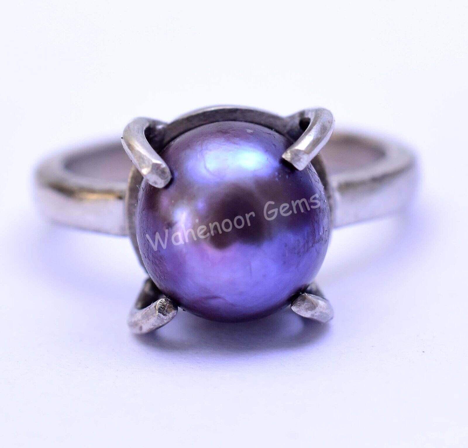 Natural Tahitian Gray Blue South Pearl 925Sterling Silver Ring Wedding Certified