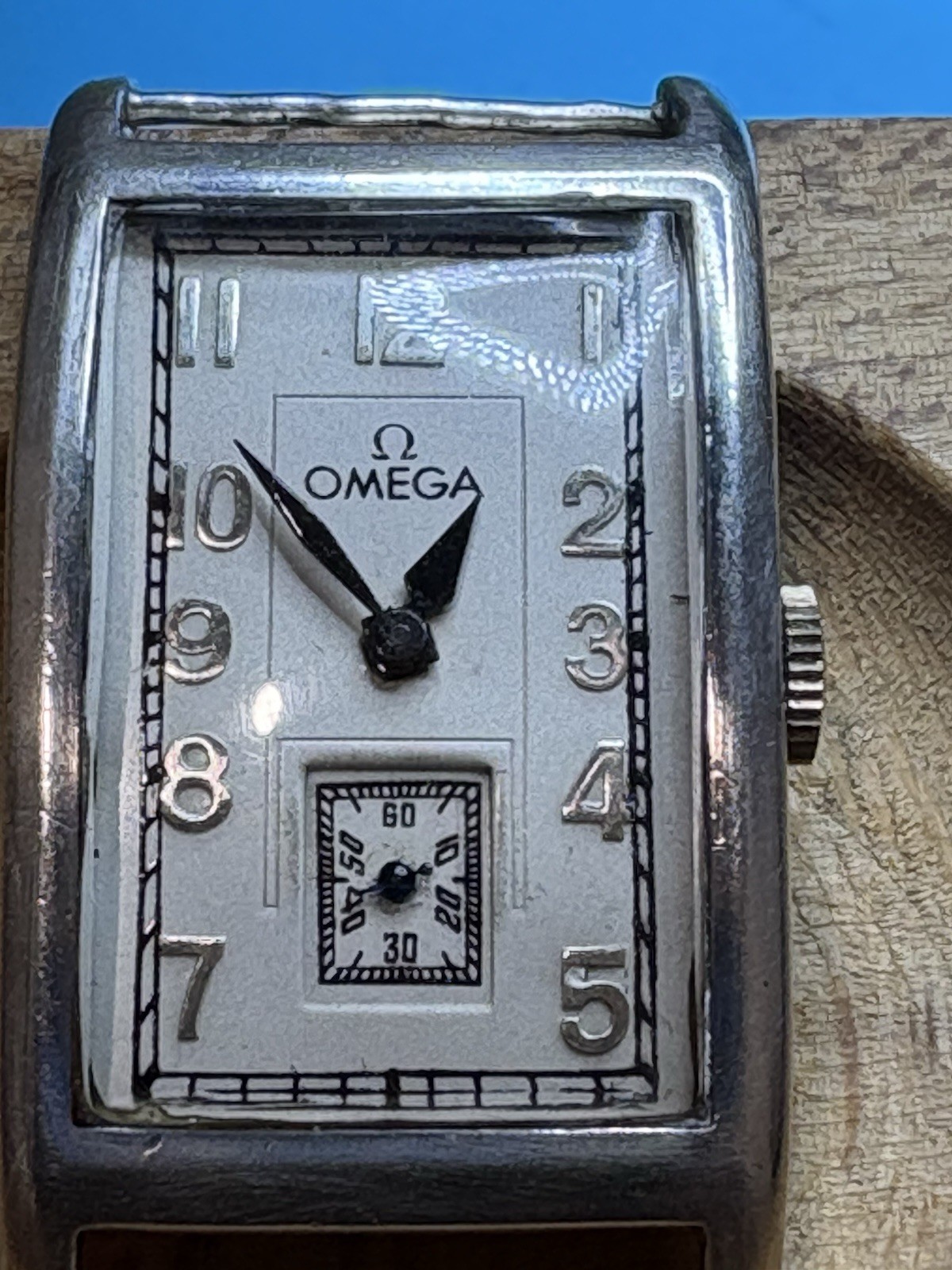 Vintage 1935 Omega Tank 20f 17Jewel Men’s Mechanical Wristwatch Silver Case