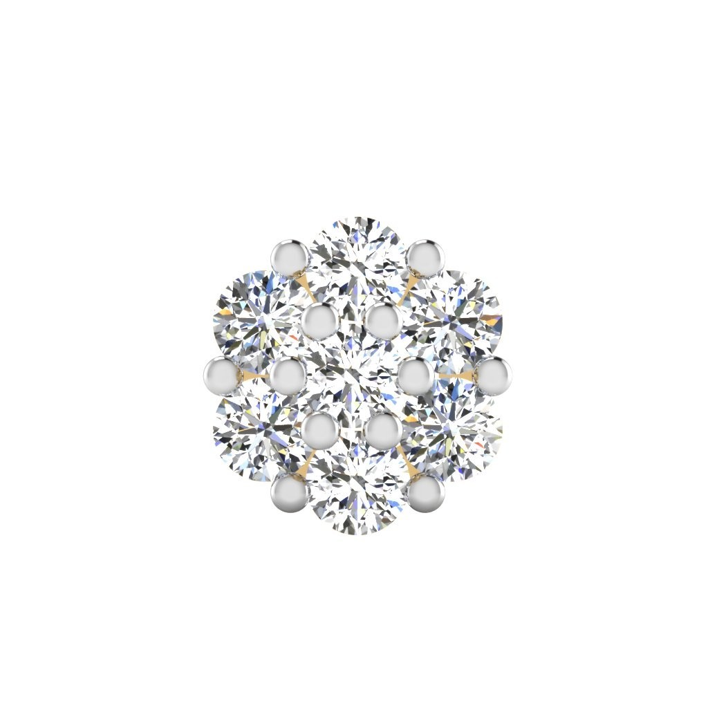 Solid 18K White Gold Men’s Single Stud Earring 0.11 Ct Natural Diamonds Earring