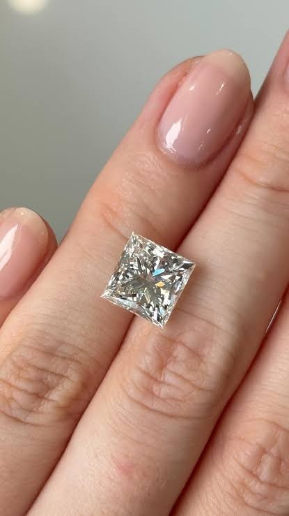 7.40 Ct Loose Moissanite Princess Cut 11.00 MM D Color, IF CLARITY Certified