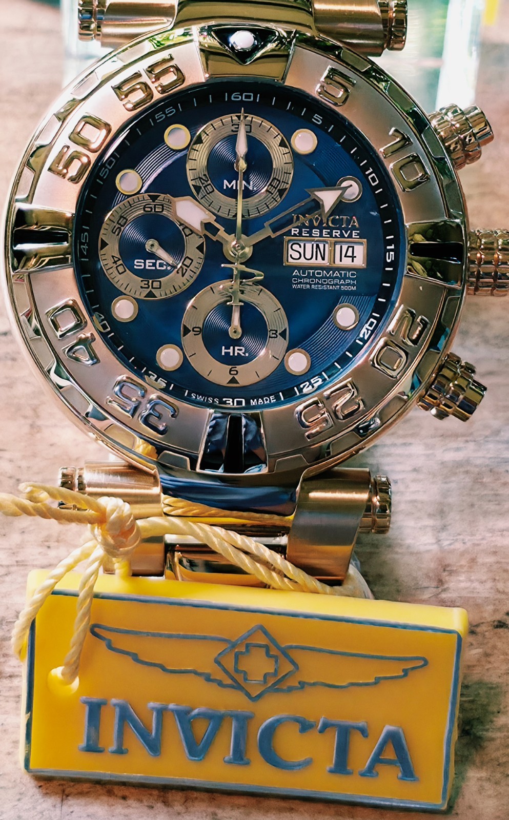 INVICTA SWISS MADE SUBACQUA NOMA I VALJOUX 7750 AUTO CHRONO LE BLUE DIAL & 18KT