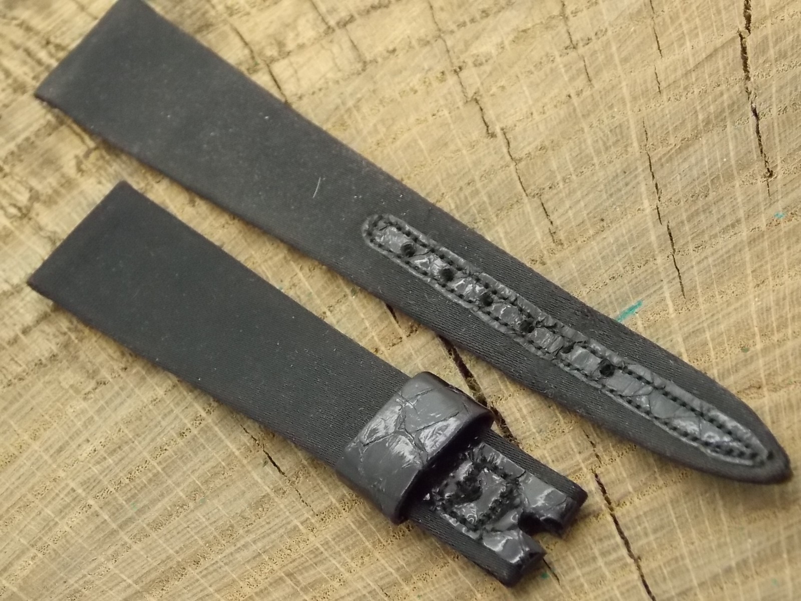 NOS Unused Benrus Watch Band Satin & Lizard without Buckle Vintage Gents 17.5mm