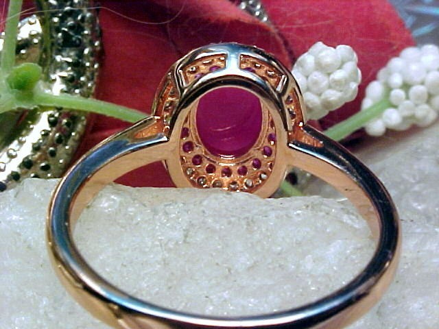 Genuine Pink Star Sapphire Ring 8x6mm & Pink Topaz 925 + Rose Gold Finish Sz 10