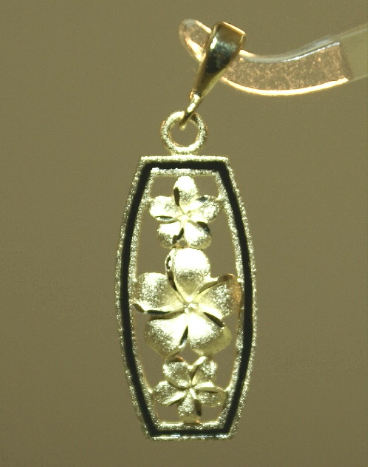 10MM SOLID 14K YELLOW GOLD DC HAWAIIAN GRADUATED PLUMERIA FLOWER ENAMEL PENDANT