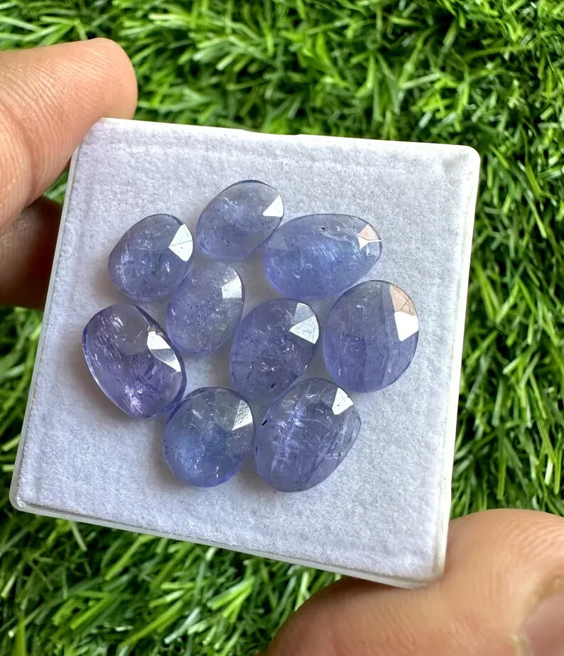 Natural Blue Tanzanite Flat Back Rose Cut Loose Gemstone 17.95Cts 9Pcs Lot #54