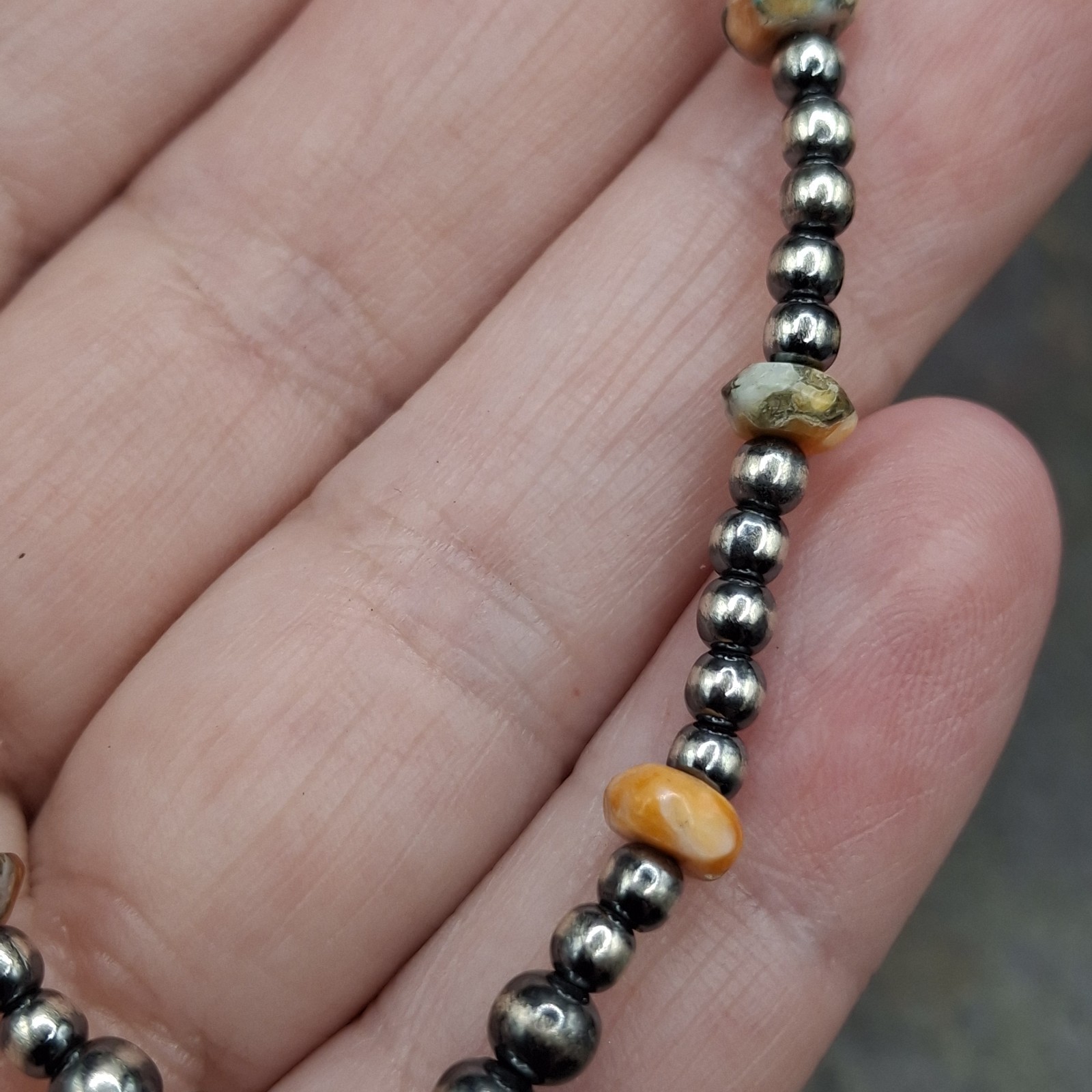 Sonoran Gold Turquoise Spiny Sterling Silver Navajo Pearl Southwestern Bracelet