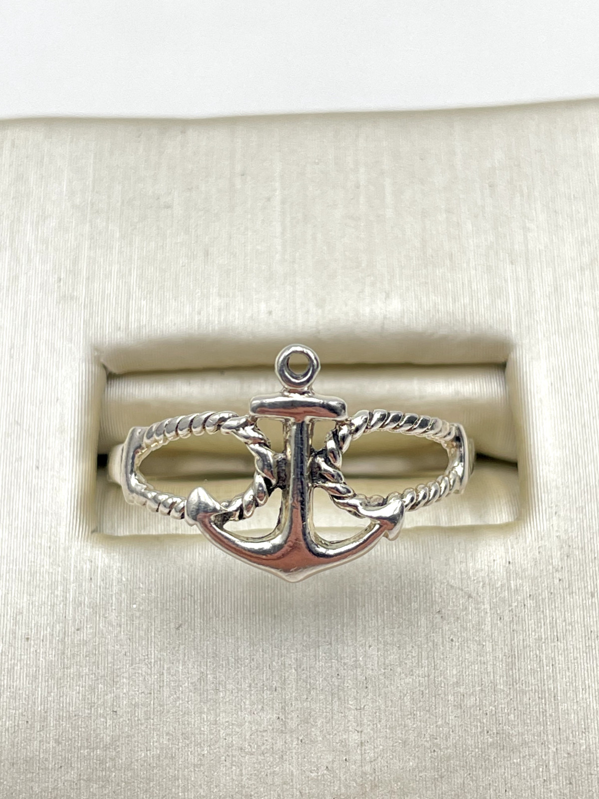 STERLING SILVER 925 ANCHOR 2mm BAND SIZE 9 RING 1.6g