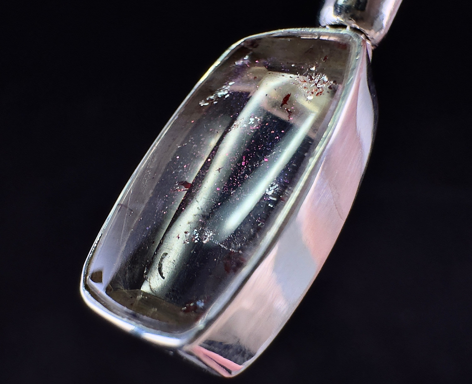 COVELLITE Pink Fire Quartz Crystal Pendant Fine Stone Healing Jewelry, 54300
