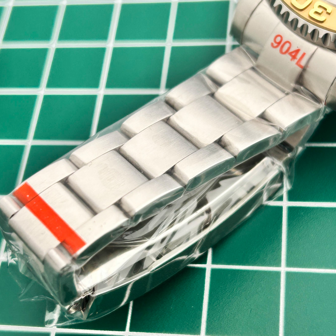 Gold Ceramic Bezel Silver 20ATM 40mm Watch Case Strap Mod Fit NH34 NH35 NH36