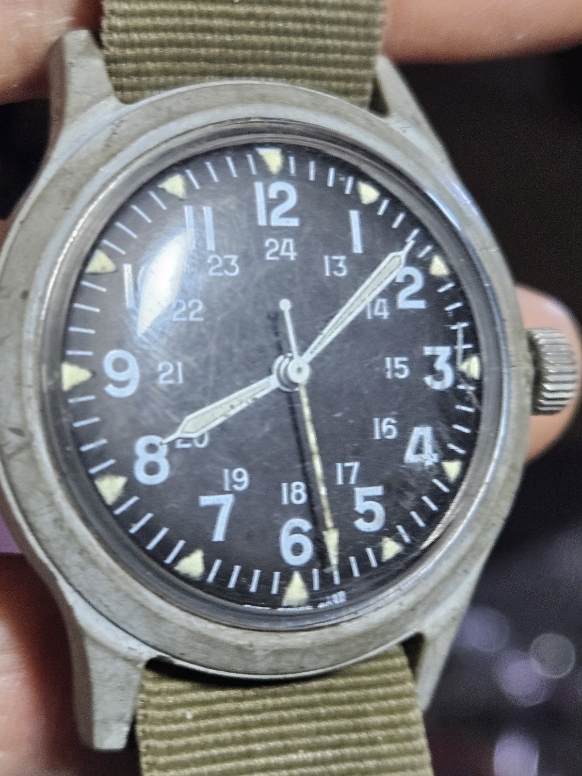 Vtg MAR 1970 Benrus Corp MIL-W-46374 Military Watch Vietnam War Orig Strap Works