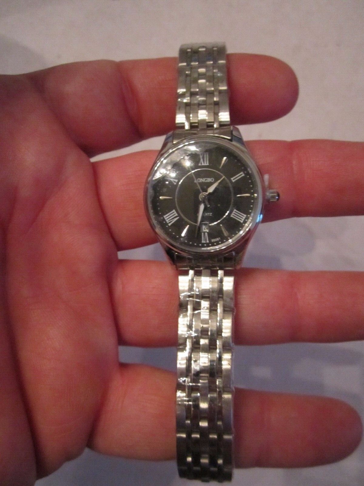 LONGBO DAY LADIES’ WATCH – BLACK FACE – STAINLESS STEEL WATCH CASE & BAND – BBA8