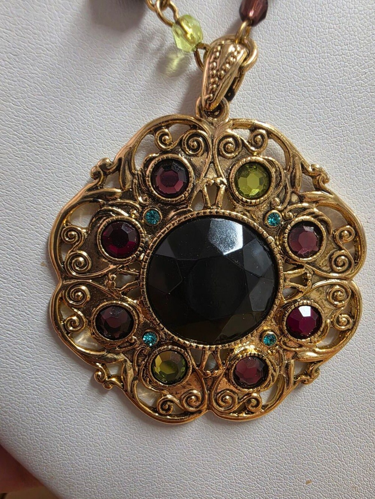 Venetian Style Lamp Work Glass Beaded Renesaissance Revival Style Necklace