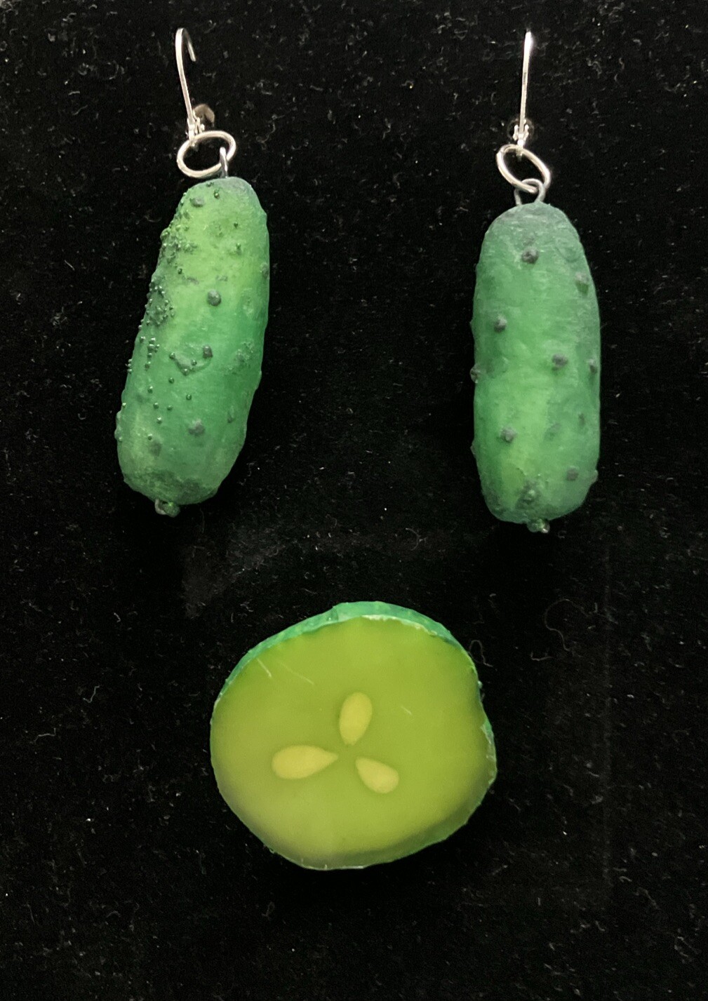 Pickle Earring And Lapel Pin Set, MiaChavi Geekery
