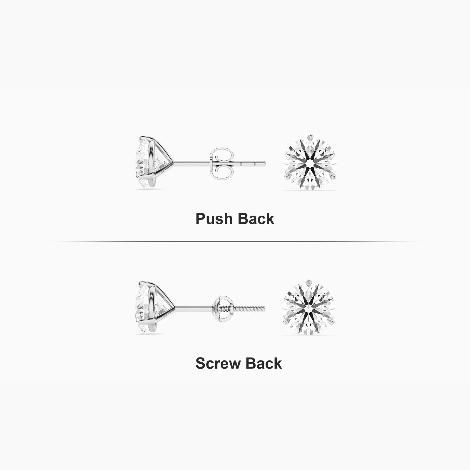 2 Ct Round Cut Lab Grown Diamond Solitaire Stud Earrings 14k White Gold