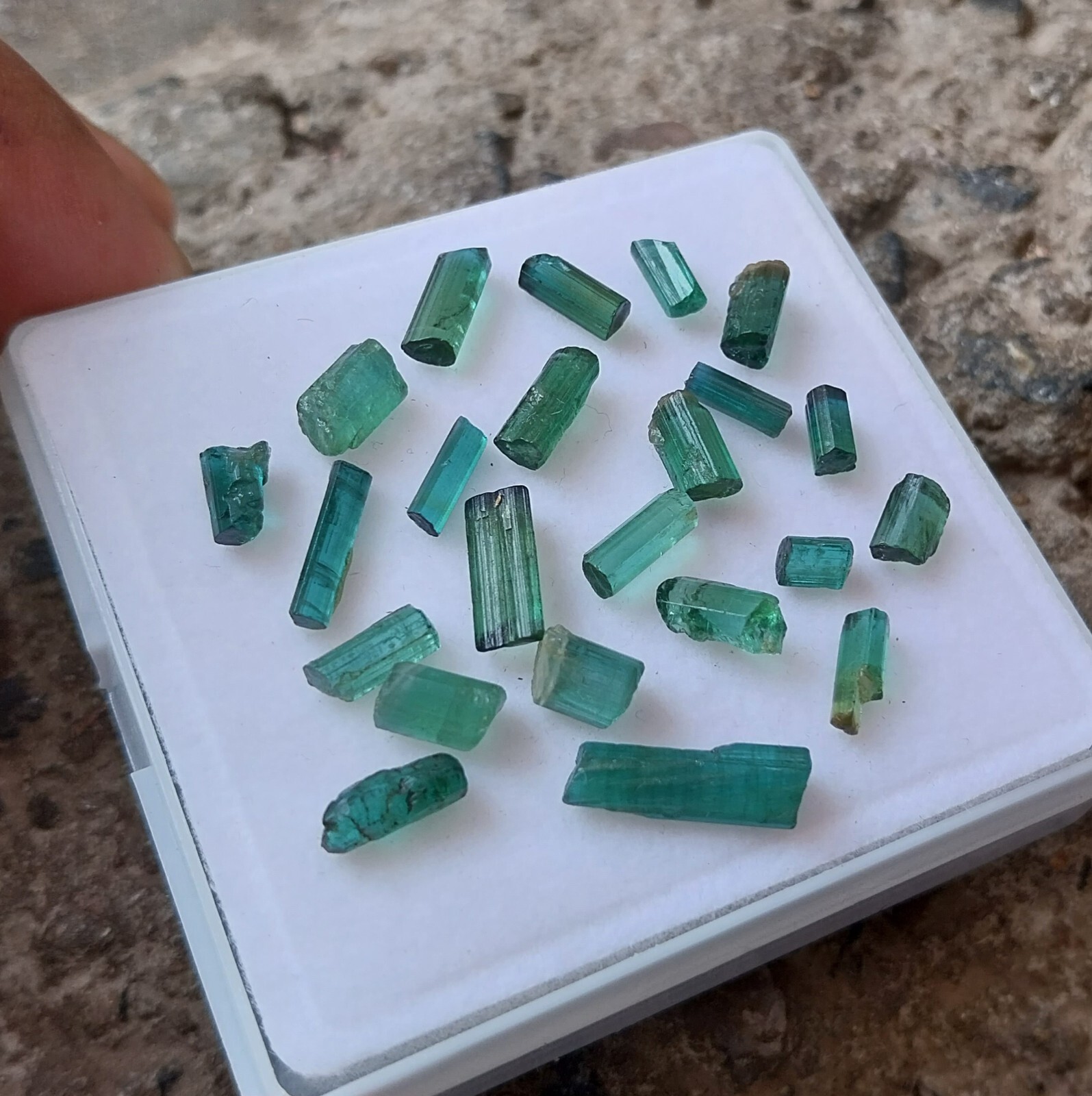 24 Carat Natural Greenish Blue Color Tourmaline Rough Pencil 23 PCS Lot