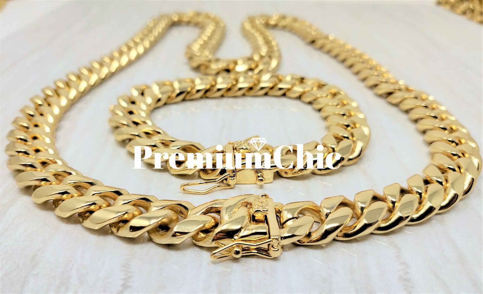 Mens Miami Cuban Link Chain HEAVY 14k 18K Gold Plated Stainless Steel Hip Hop