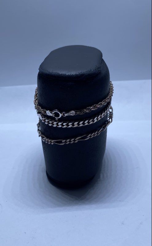 Sterling Silver 925 Bracelet Lot of 3 Milor Rope Curb Figaro 7″ 7.5″ 15.3g