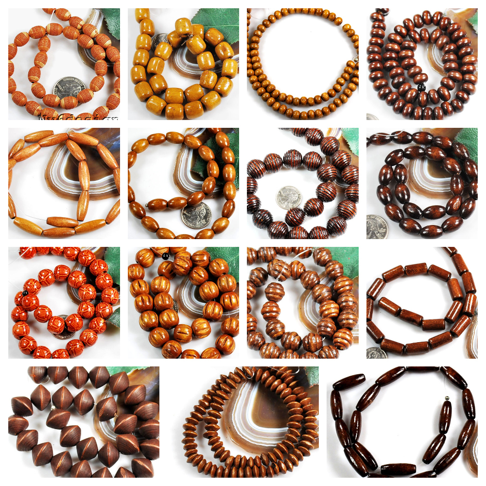 Natural Wood Rice Drop Rondelle Oval Tube Round Barrel Loose Beads 15″ Wholesale