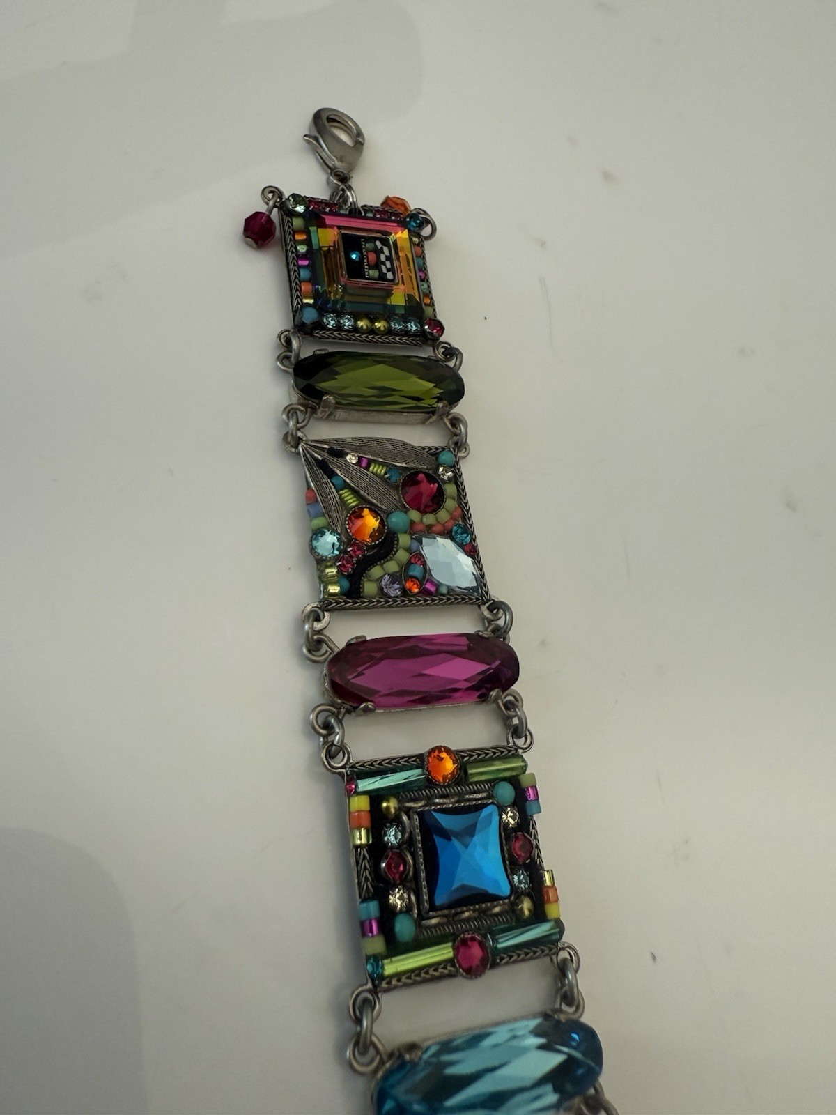 7-8″ Adjustable Crystal & Bead Mosaic FIREFLY Bracelet Stunning Color and Shine