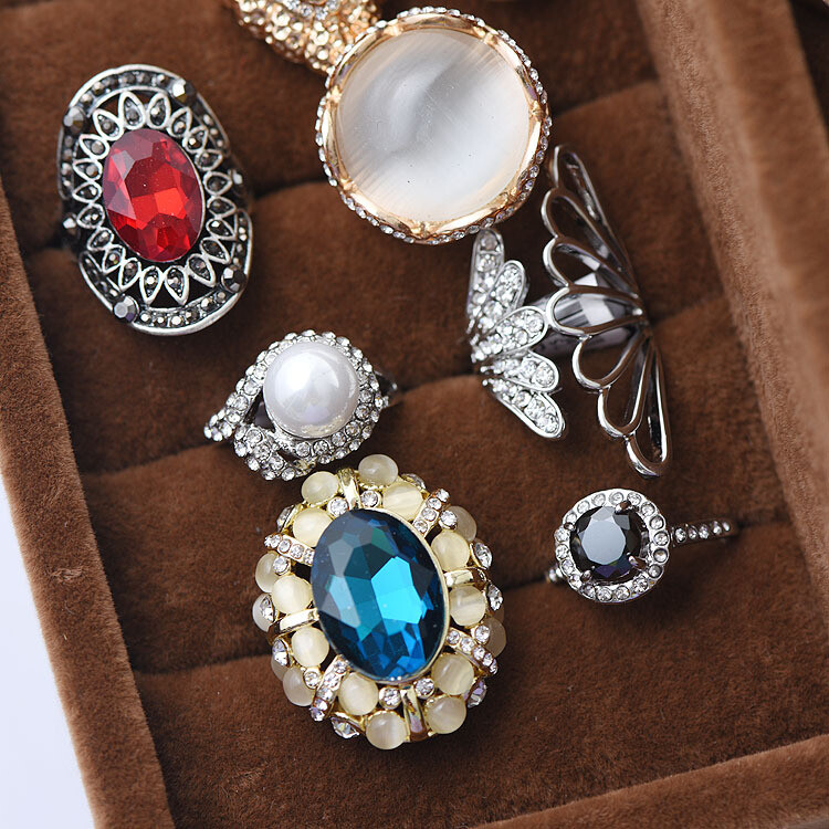 Wholesale Rhinestone Zircon Rings Mixed Women Finger Band Ring Jewelry Bulk Lots