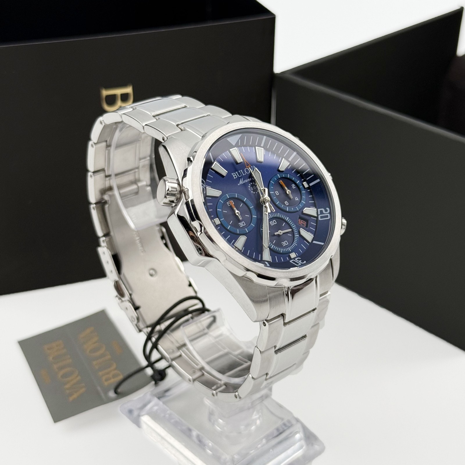Bulova Marine Star 96B256 Chronograph Men’s Quartz Watch Blue Dial 43MM