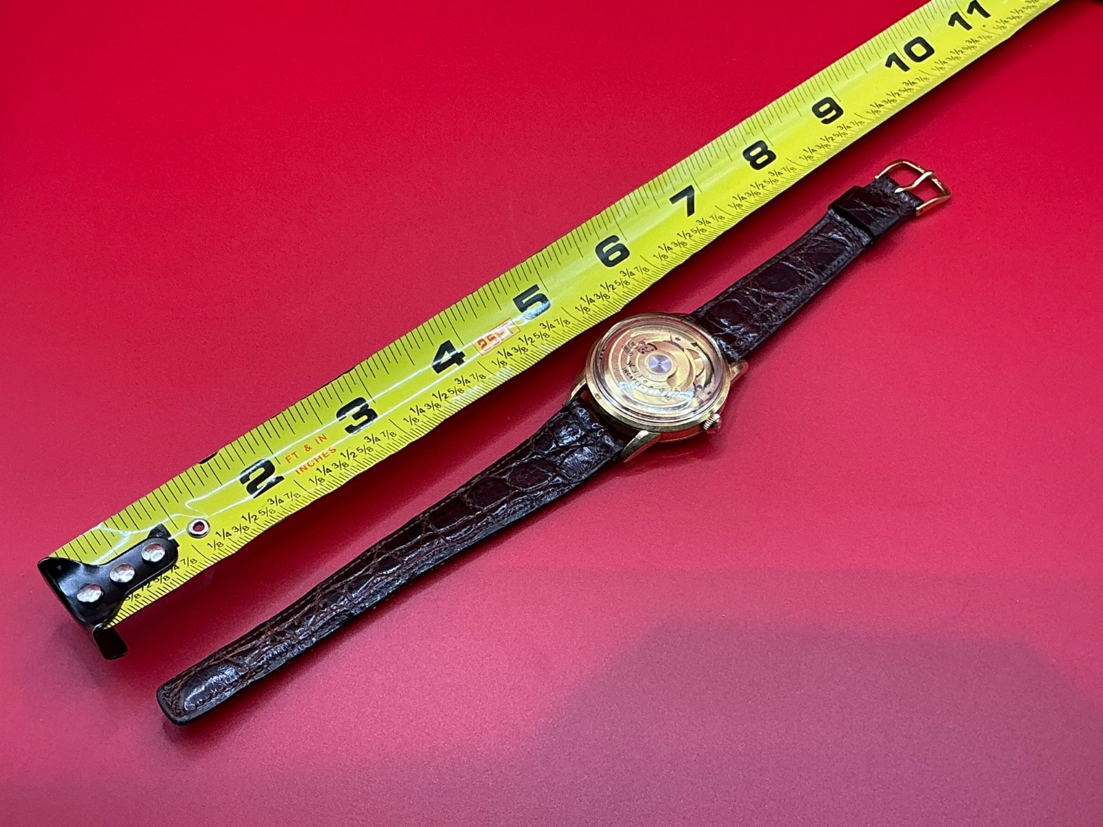 RARE VTG 1960s Wyler Incaflex Reverse 36mm Gold Swiss Automatic Watch Cal. WH26