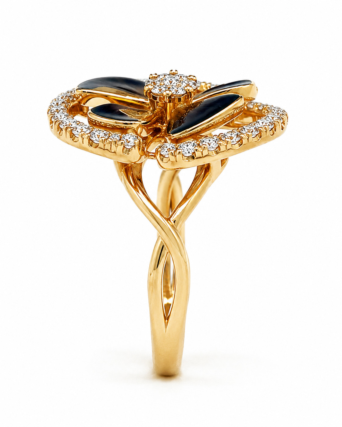 Natural Diamond Flora Ring – 14KT Yellow Gold Heirloom Jewelry