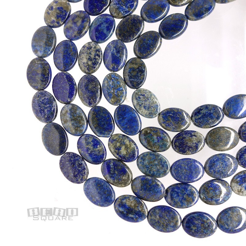 15.5″ Natural Blue (No Dyes) Lapis Lazuli Flat Oval Beads 13mm x 18mm #26147