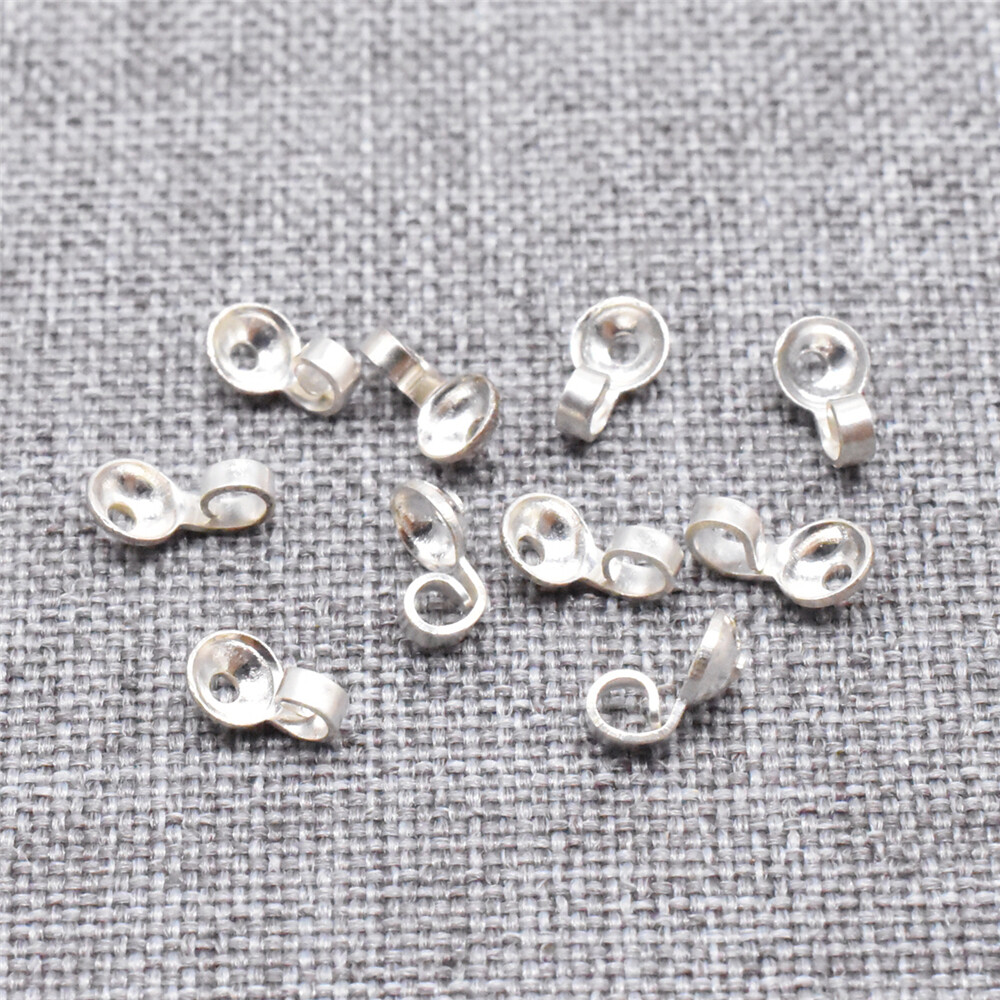 50 Sterling Silver Crimp End Tips 925 Silver Cord Cover End Cap Jewelry Findings