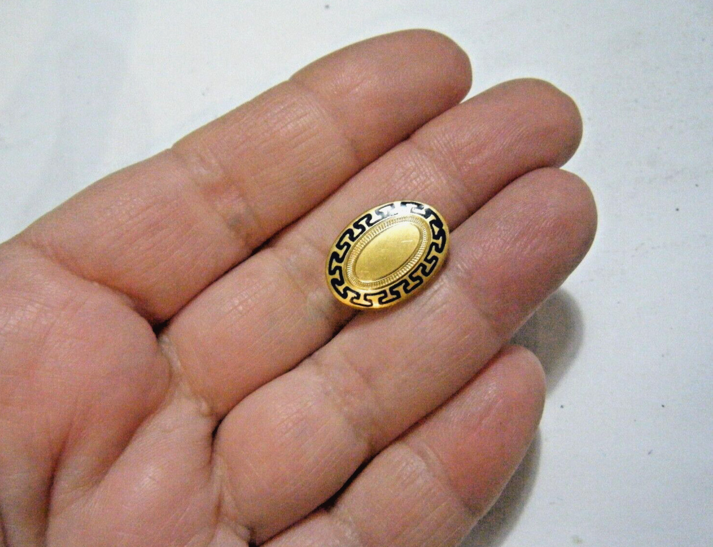 14K Victorian E. Ira Richards &Co. Tie Clothing Clip Engine Turned Blue Enamel
