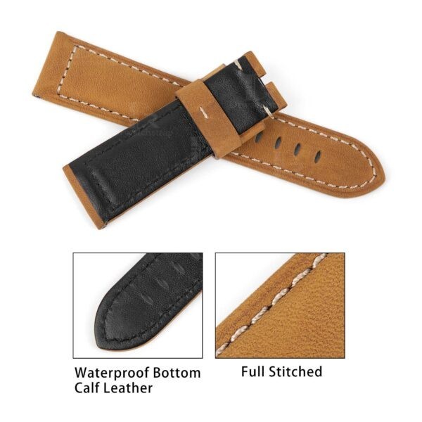 Handmade Brown Leather Watch band DR-085 for PAM – Panerai 22mm strap