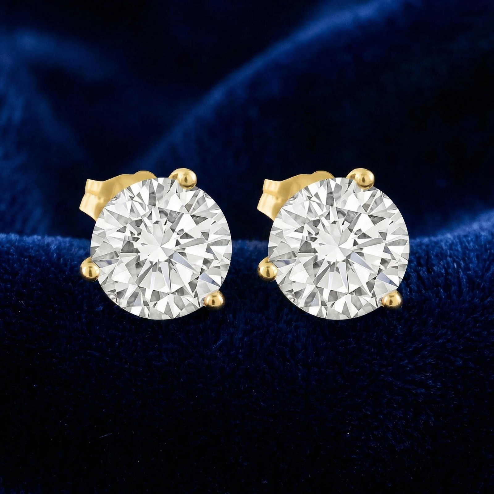 Certified 4Ct Lab Grown Martini Diamond Studs Yellow Gold Earrings (GH,VS2-SI1)