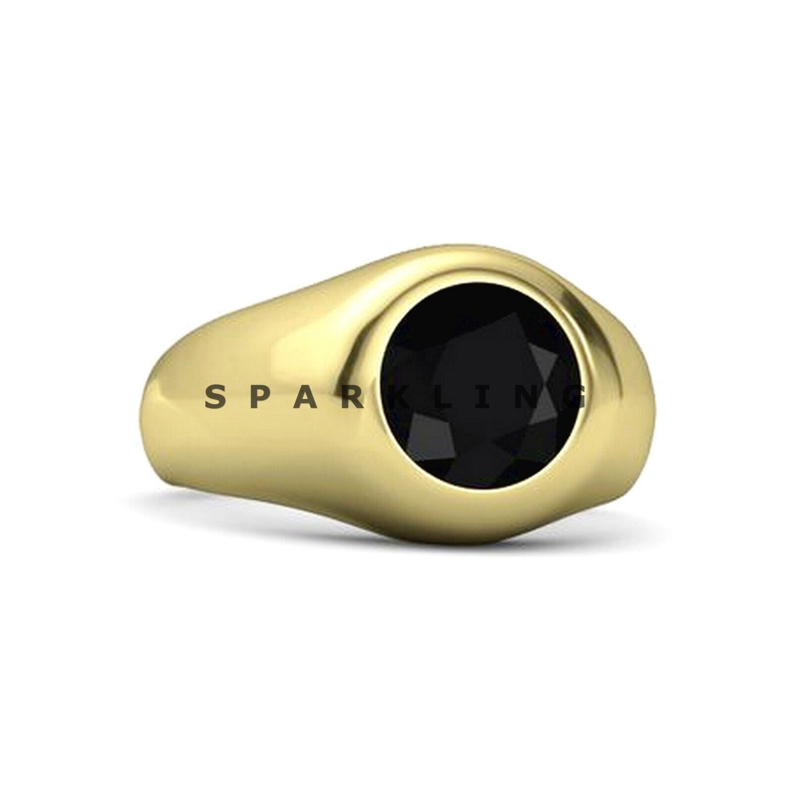 Black Onyx Round Cut With 14k Solid Pure Gold Ring For Men #D523