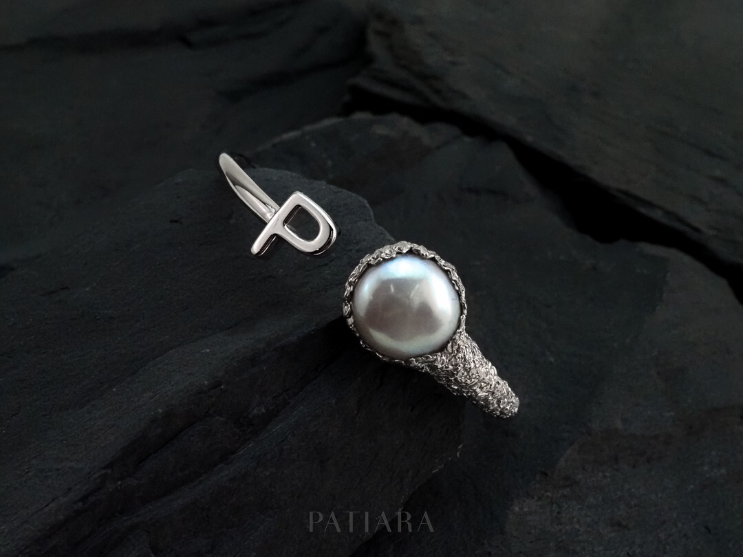 Patiara Women’s Handmade S Alphabet Pearl Bangle White Gold Plated 925Silver
