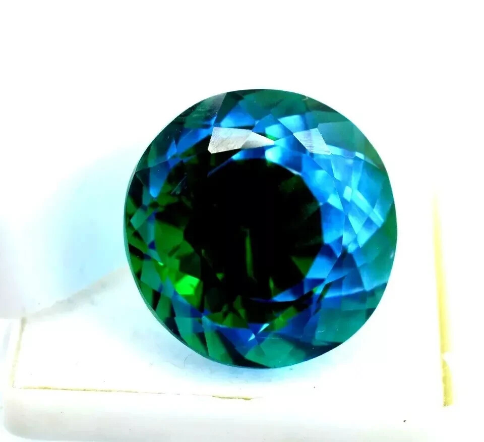 Pitambari Sapphire Round Cut Natural 20 Ct Bi-Color Certified Loose Gemstone