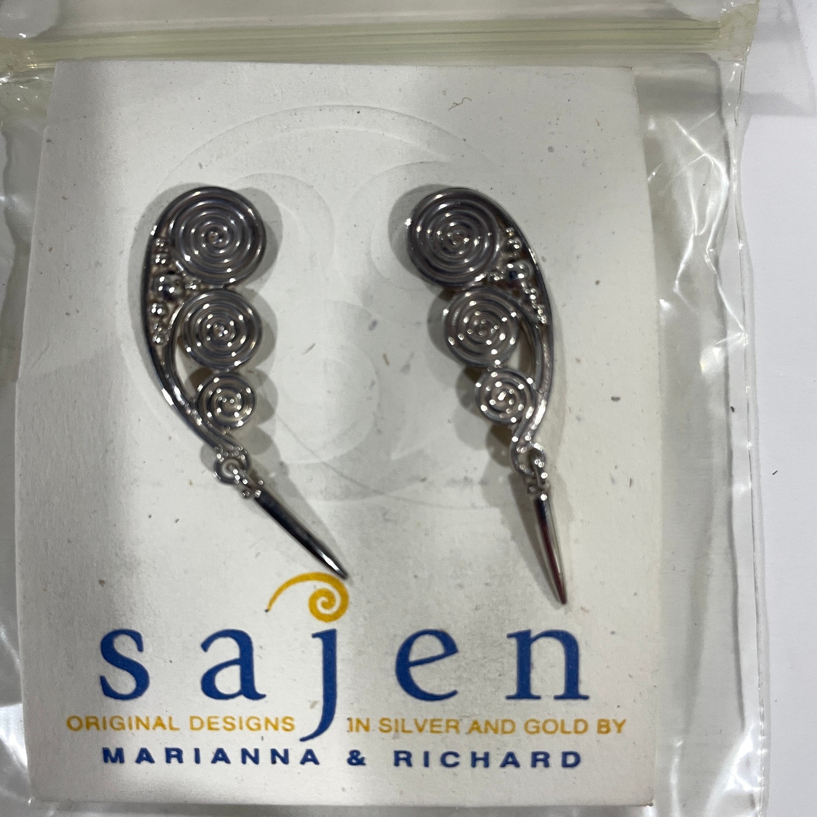 NOS Vintage Sajen Sterling Silver Heart Pendant / Pin & Earring Set