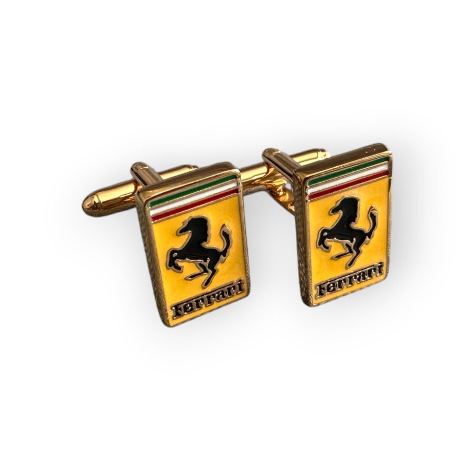 Ferrari Metal Pair of Cufflinks Gold Formal Wedding Gift 1cm x 2cm No Box