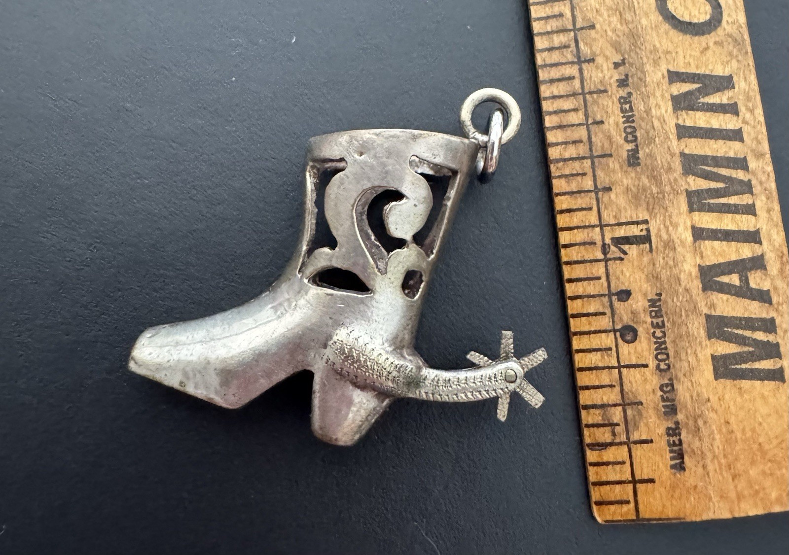 Vintage Sterling Western Cutout Cowboy Boot With Spur Charm