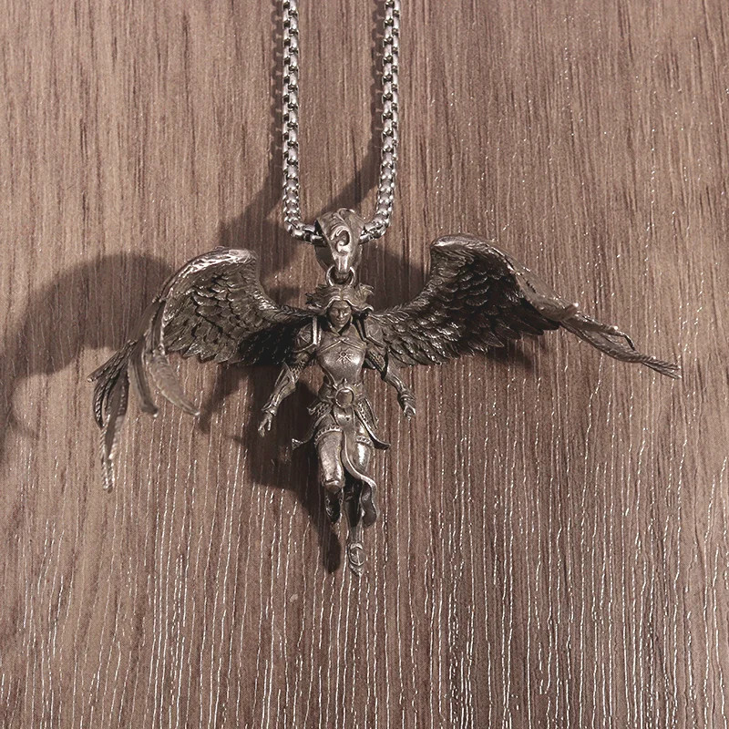 Angel Floating Necklace Sexy Jewelry Vintage-Silvery Goddess Heaven Pendant